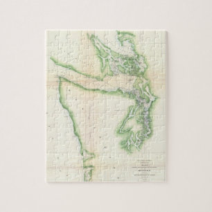 Vintage Karte von Küstenwashington-Staat (1857) Puzzle