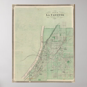 Vintage Karte von Lafayette Indiana (1876) Poster