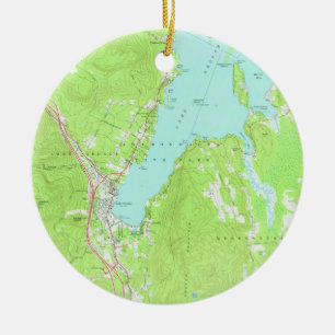 Vintage Karte von Lake George New York (1966) 2 Keramikornament