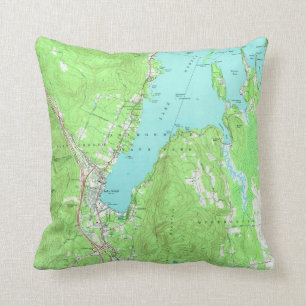 Vintage Karte von Lake George New York (1966) Kissen
