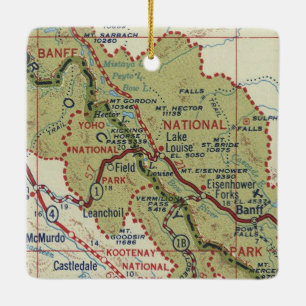 Vintage Karte von Lake Louise AB Keramikornament