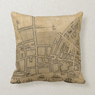 Vintage Karte von Liverpool England (1725) Kissen