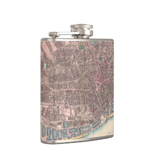 Vintage Karte von Liverpool England (1890) Flachmann