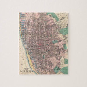 Vintage Karte von Liverpool England (1890) Puzzle
