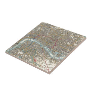Vintage Karte von London (1848) Fliese