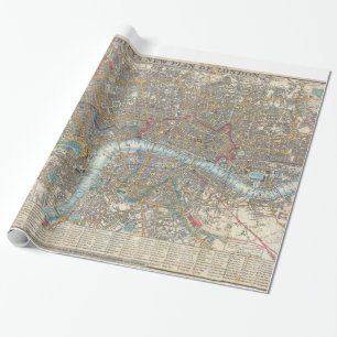 Vintage Karte von London (1848) Geschenkpapier