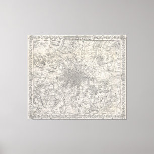 Vintage Karte von London England (1855) Leinwanddruck