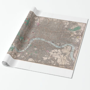 Vintage Karte von London England (1862) Geschenkpapier