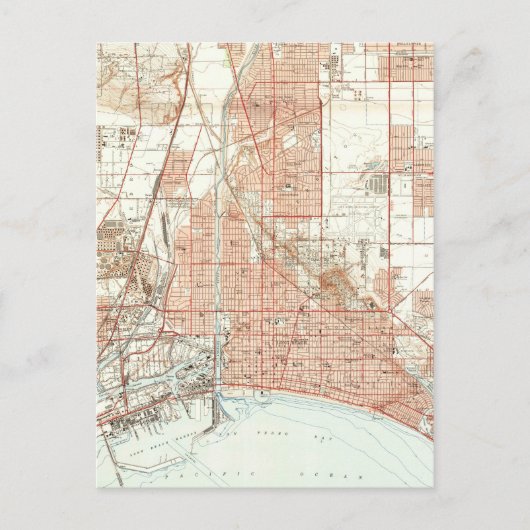 Vintage Karte von Long Beach California (1949) (Vorderseite)