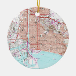 Vintage-Karte von Long Beach California (1964) Keramikornament