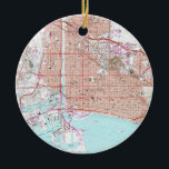 Vintage Karte von Long Beach Kalifornien (1964) Keramikornament<br><div class="desc">Dieses ist eine Vintage Karte von Long Beach Kalifornien ursprünglich im Jahre 1964 produziert.</div>