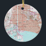 Vintage Karte von Long Beach Kalifornien (1964) Keramikornament<br><div class="desc">Dieses ist eine Vintage Karte von Long Beach Kalifornien ursprünglich im Jahre 1964 produziert.</div>