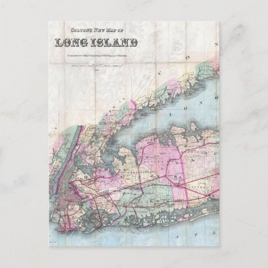 Vintage Karte von Long Island (1880) (Vorderseite)