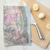 Vintage Karte von Long Island (1880) Küchentuch (Viertel Falte)