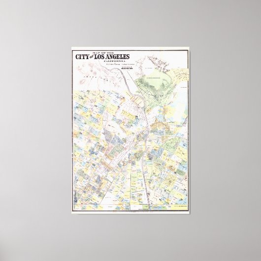 Vintage Karte von Los Angeles CA (1884) Leinwanddruck (Vorderseite)