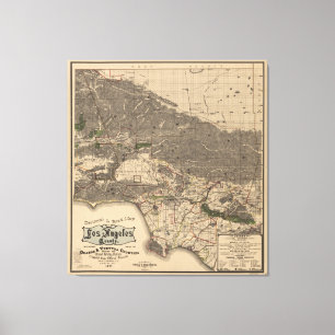 Vintage Karte von Los Angeles County CA (1900) Leinwanddruck