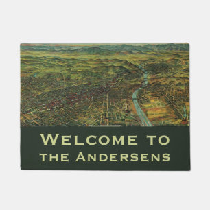 Vintage Karte von Los Angeles, Kalifornien und Flu Fußmatte