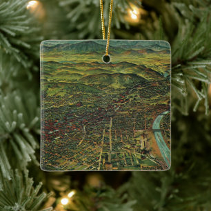 Vintage Karte von Los Angeles, Kalifornien und Flu Keramikornament