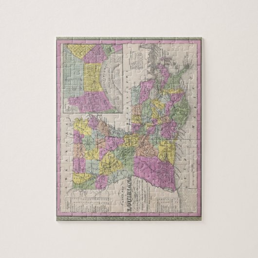 Vintage Karte von Louisiana (1853) Puzzle (Vertikal)