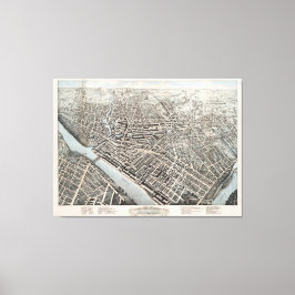 Vintage Karte von Lowell MA (1876) Leinwanddruck