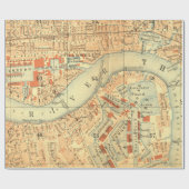 Vintage Karte von Luxury London River Thames Geschenkpapier (Flach)
