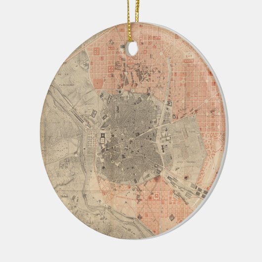 Vintage Karte von Madrid Spanien (1861) Keramikornament (Links)