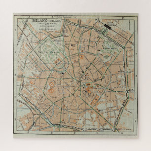 Vintage Karte von Mailand Italien (1911) Puzzle