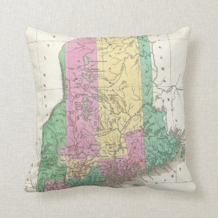 Vintage Karte von Maine (1827) Kissen