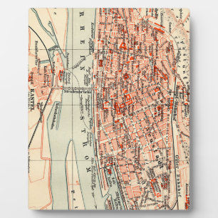 Vintage Karte von Mainz Deutschland (1905) Fotoplatte