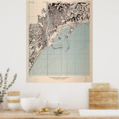 Vintage Karte von Malaga Spanien (1943) Poster (Küche)