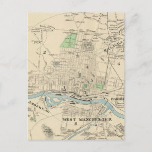 Vintage Karte von Manchester NH (1892)