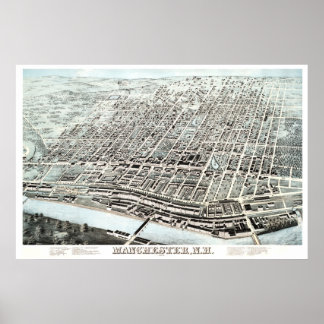 Vintage Karte von Manchester, NH von 1876 Poster