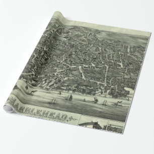 Vintage Karte von Marblehead MA (1882) Geschenkpapier