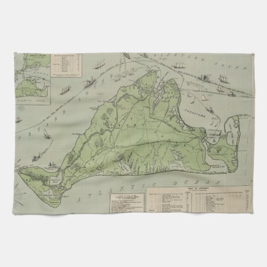 Vintage Karte von Marthas Vineyard (1913) Küchentuch (Horizontal)