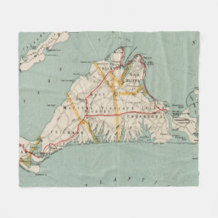 Vintage Karte von Martha's Vineyard (1917) Fleecedecke