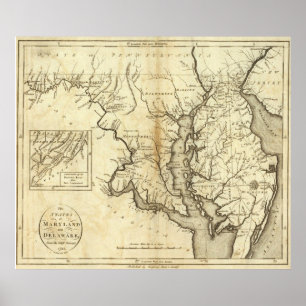Vintage Karte von Maryland (1796) Poster