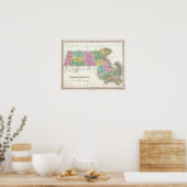 Vintage Karte von Massachusetts (1827) Poster (Küche)