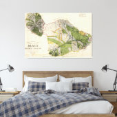 Vintage Karte von Maui Island (1906) Leinwanddruck (Insitu (Schlafzimmer))