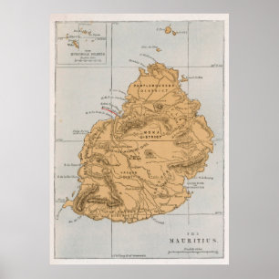 Vintage Karte von Mauritius (1862) Poster
