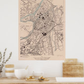 Vintage Karte von Metz France (1943) Poster (Küche)