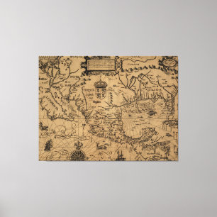 Vintage Karte von Mexiko (1600) Leinwanddruck