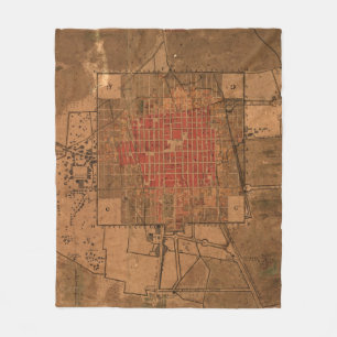 Vintage Karte von Mexiko City Mexiko (1800) Fleecedecke