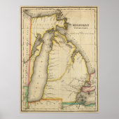 Vintage Karte von Michigan (1822) Poster (Vorne)