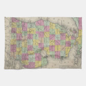 Vintage Karte von Michigan (1853) Geschirrtuch (Horizontal)