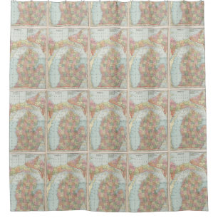 Vintage Karte von Michigan (1901) 2 Duschvorhang