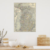 Vintage Karte von Michigan (1901) Poster (Küche)