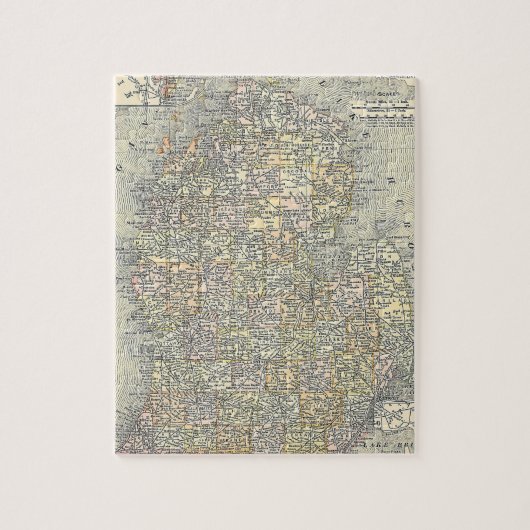 Vintage Karte von Michigan (1901) Puzzle (Vertikal)