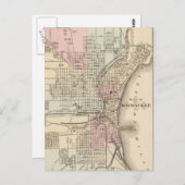 Vintage Karte von Milwaukee (1880) (Vorne/Hinten)