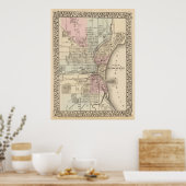 Vintage Karte von Milwaukee (1880) Poster (Küche)