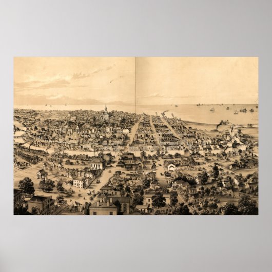 Vintage Karte von Milwaukee WI (1854) Poster (Vorne)